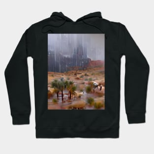 Heavy Rain In Desert Fantasy Art Style Hoodie